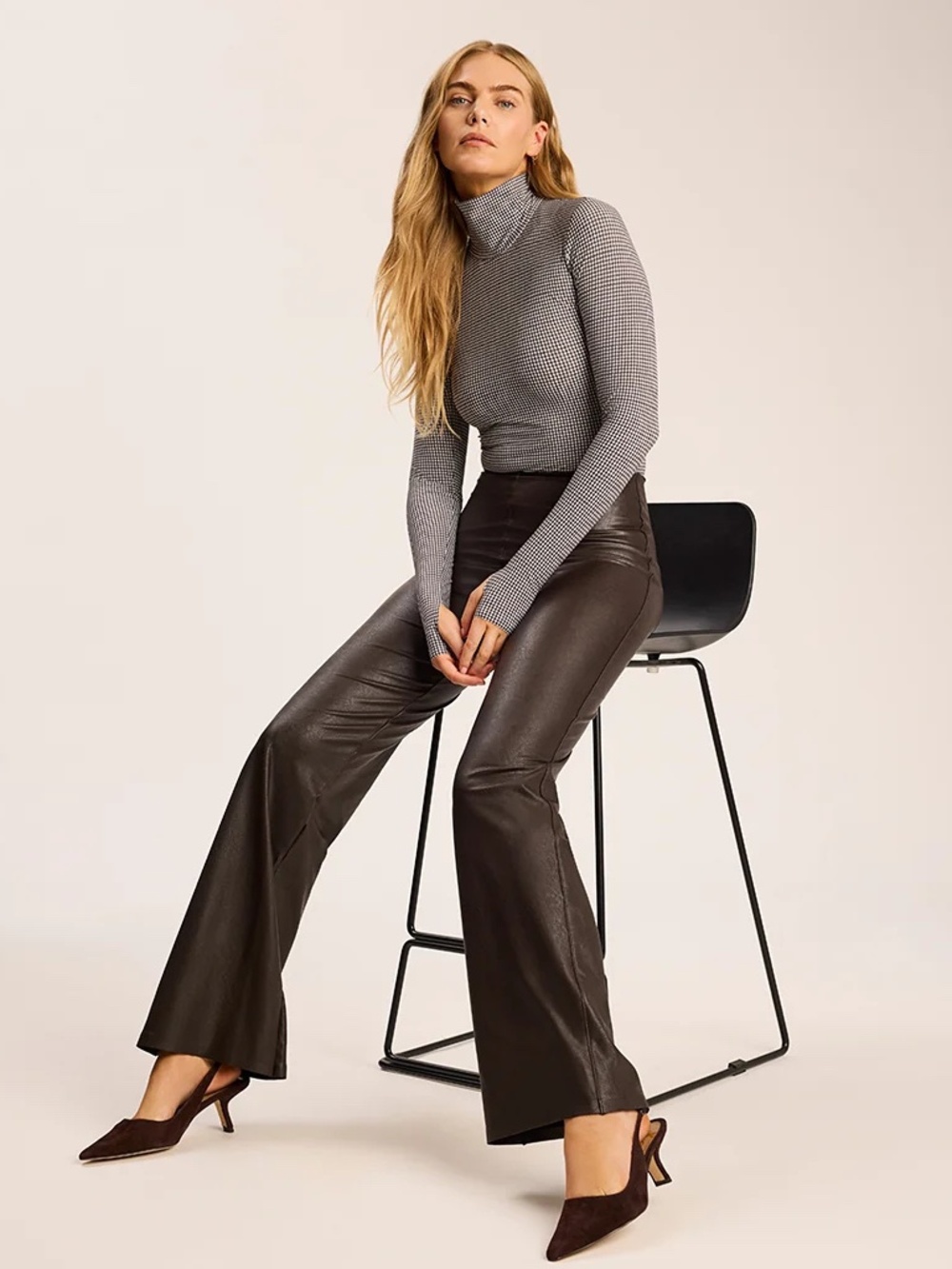NWT Commando Classic Print Turtleneck Bodysuit, Houndstooth, Small